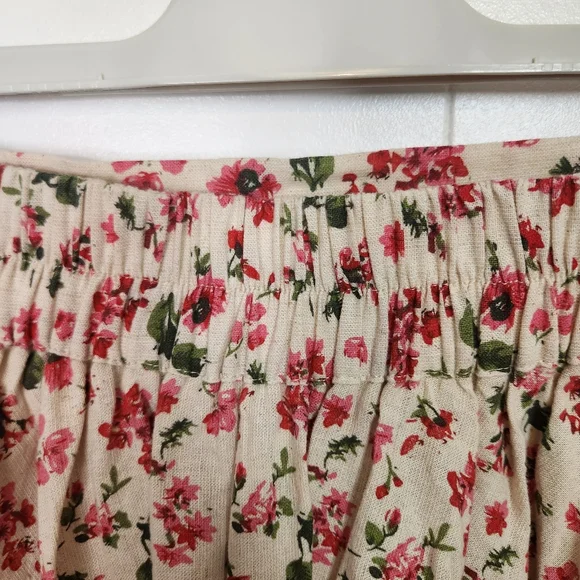 Alythea A-Line Linen Pink Floral Swing Skirt Size 1X Femme Cottagecore Romantic - Picture 4 of 9